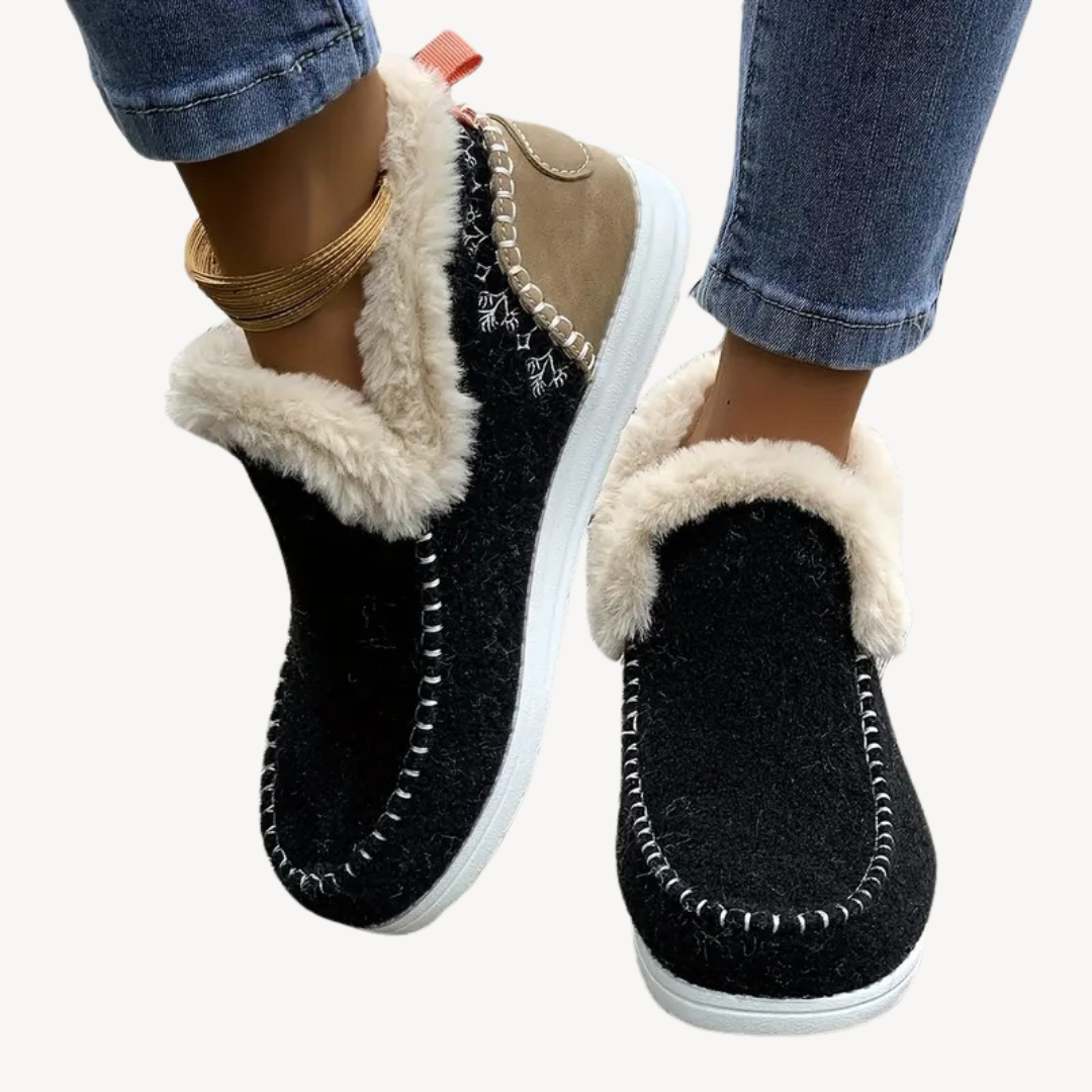 Fur-Lined Orthopedic Slip-On Shoes for Women