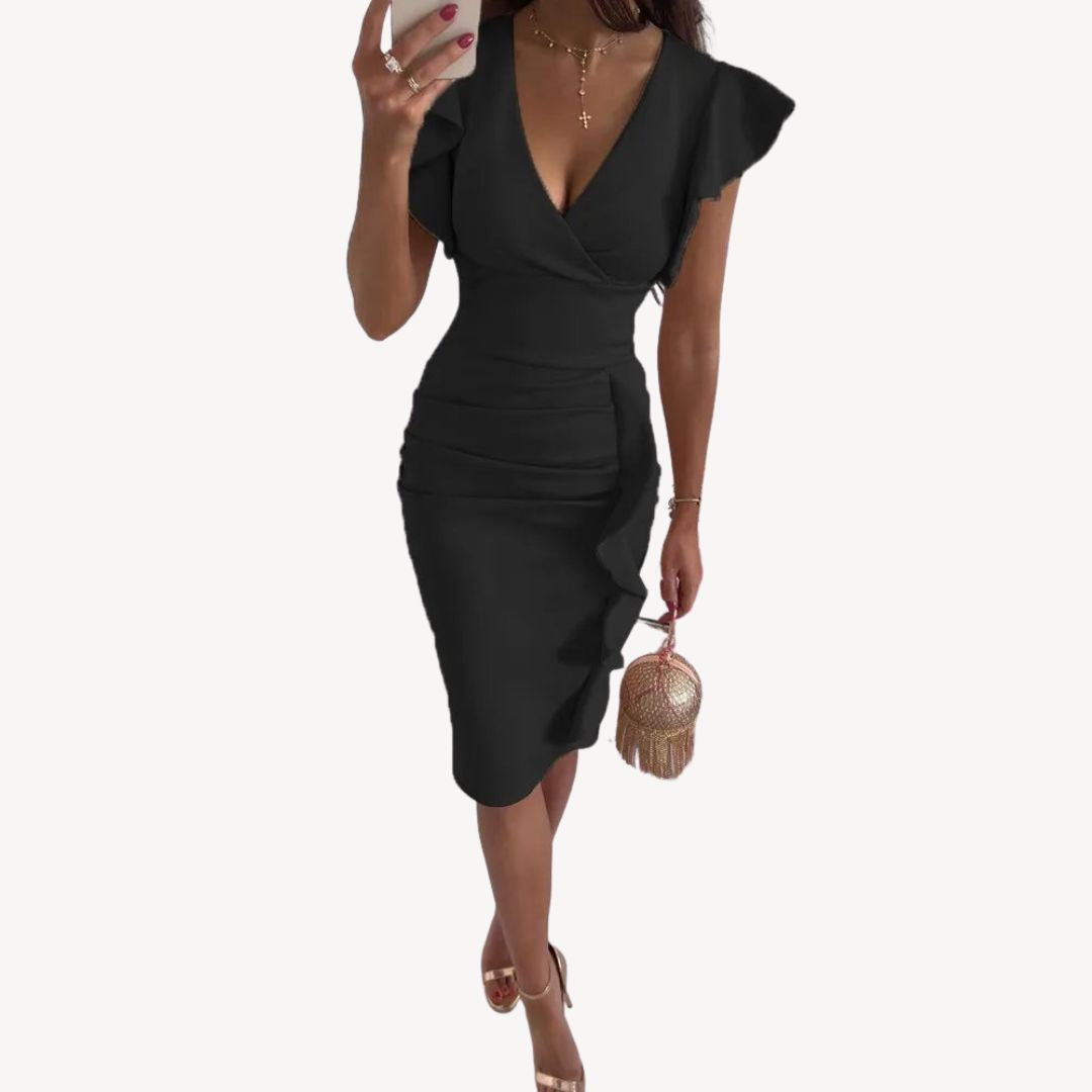 Ladies Ruffle Sleeve Bodycon Dress