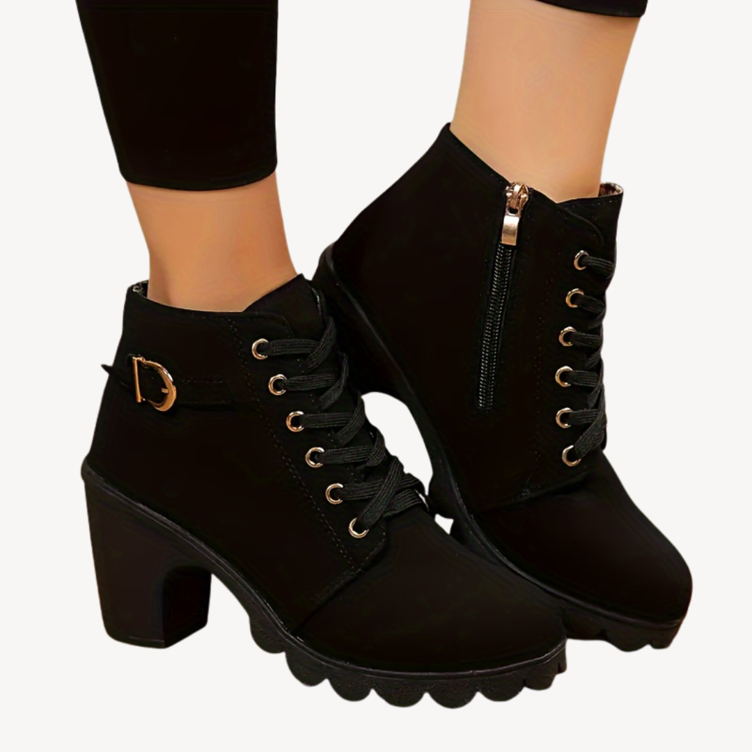 Orthopedic Lace-Up Heeled Booties