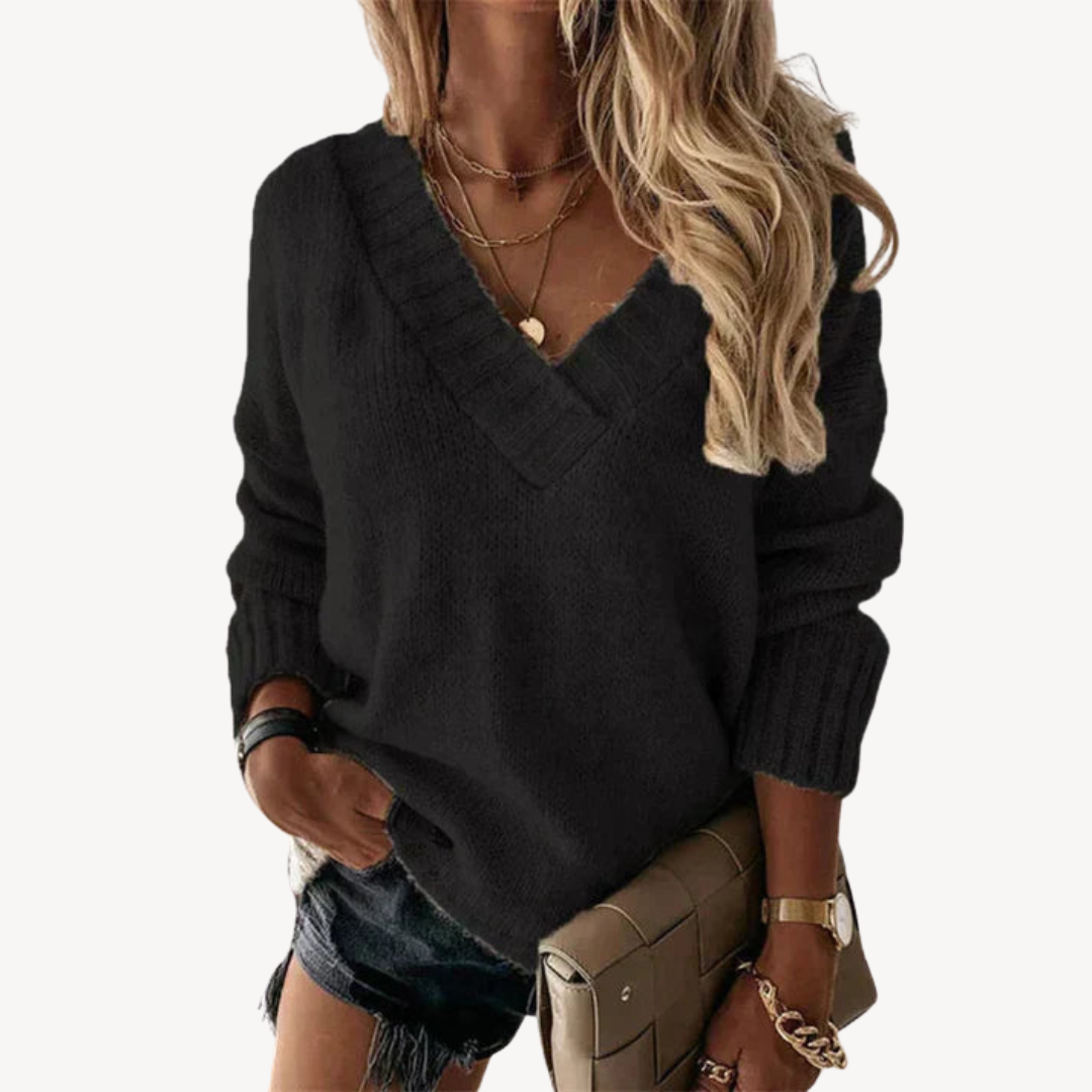 Women's V-Neck Knit Pullover Sweater