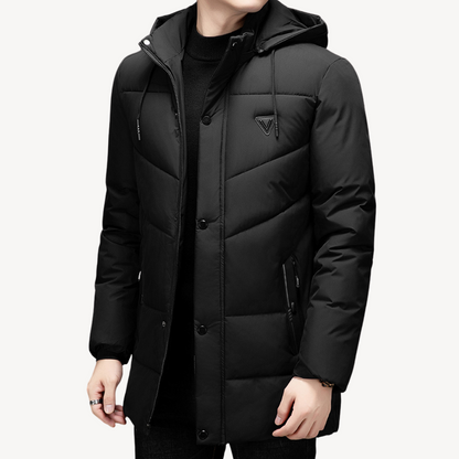 Men's Puffer Jacket with Waterproof and Hooded Winter Coat