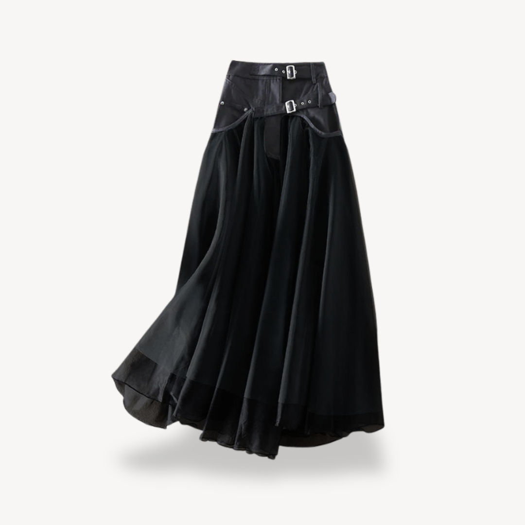 High Waist Gothic Maxi Skirt Women Chiffon