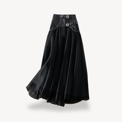 High Waist Gothic Maxi Skirt Women Chiffon