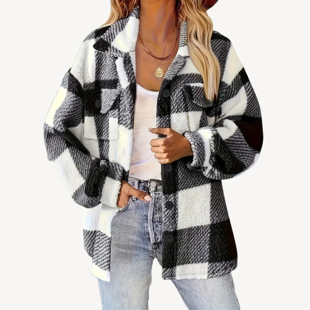 Plaid Fleece Jacket for Women