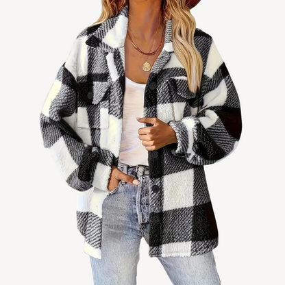 Plaid Fleece Jacket for Women