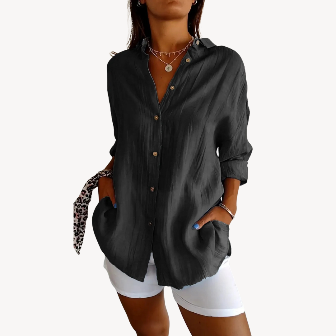 Women's Cotton Linen Button-Up Shirt