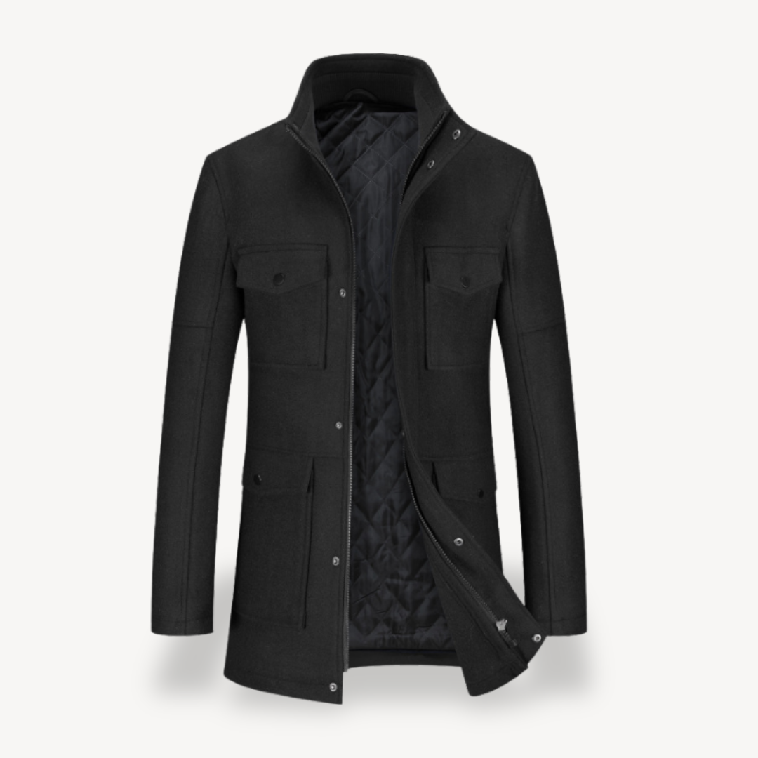 Men’s Wool Blend Jacket with Quilted Lining