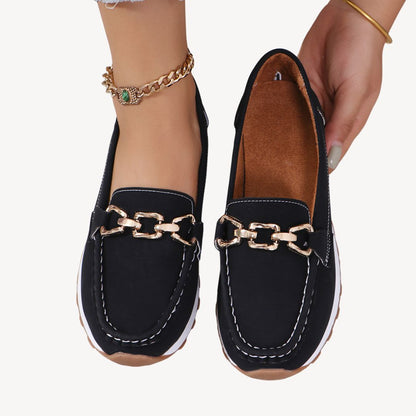Orthopedic Suede Loafers Women Chain