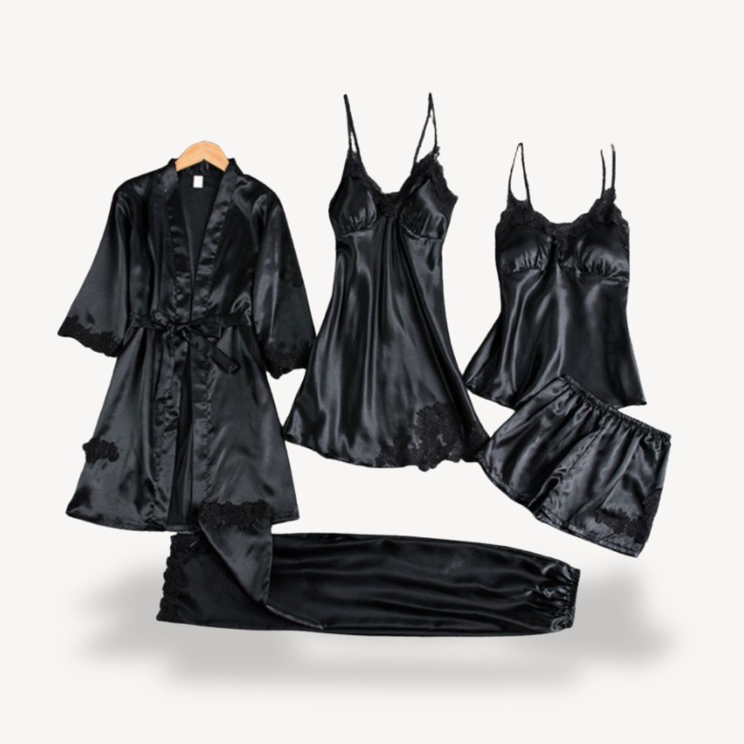 Lace Satin Lingerie Set with Robe