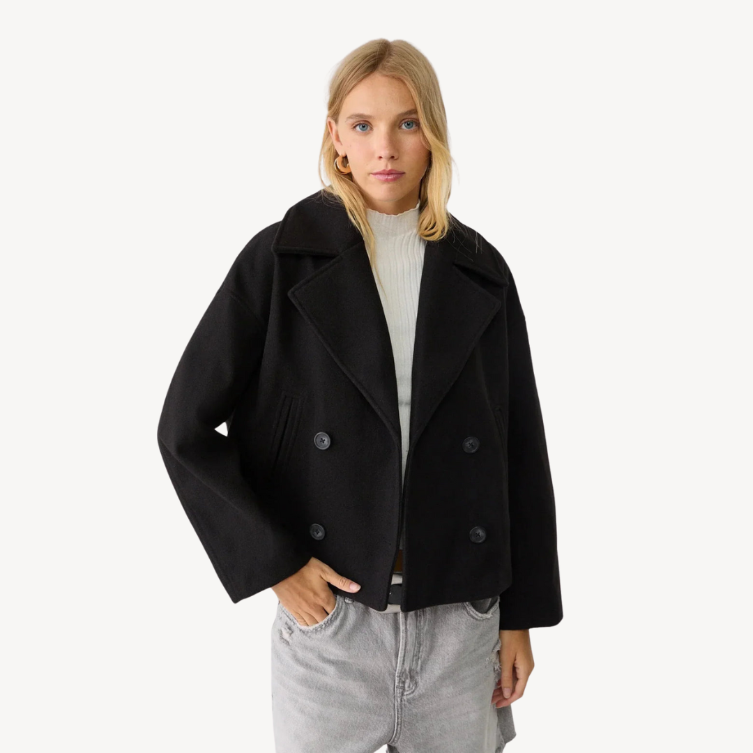 Cropped Wool Peacoat for Women
