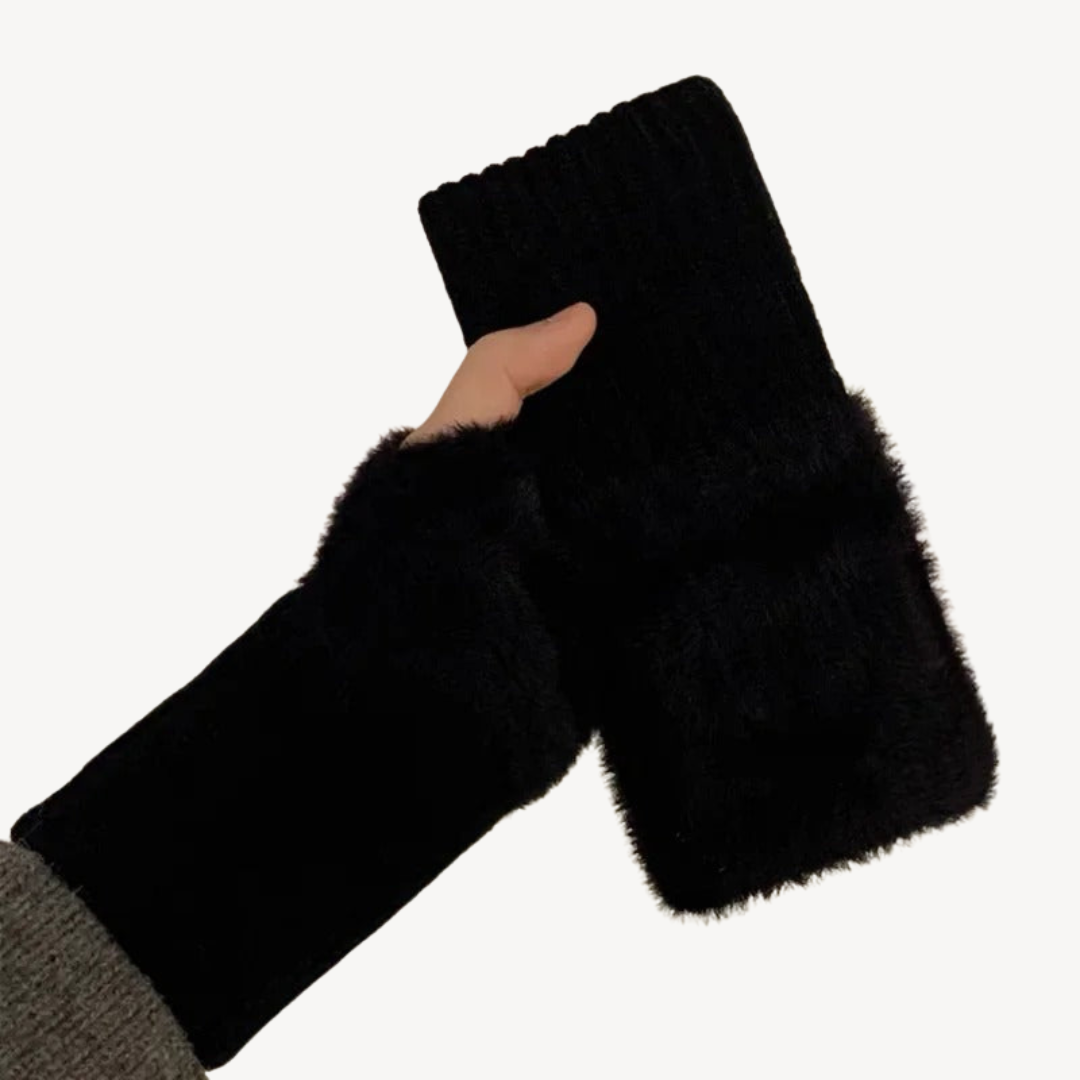 Women's Fuzzy Fingerless Gloves