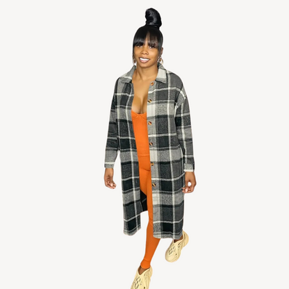 Plaid Button-Up Shirt Dress for Women