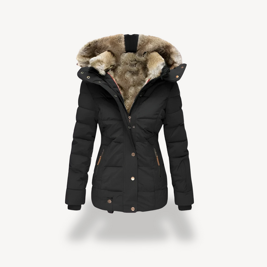 Women's Quilted Parka with Detachable Faux-Fur Hood