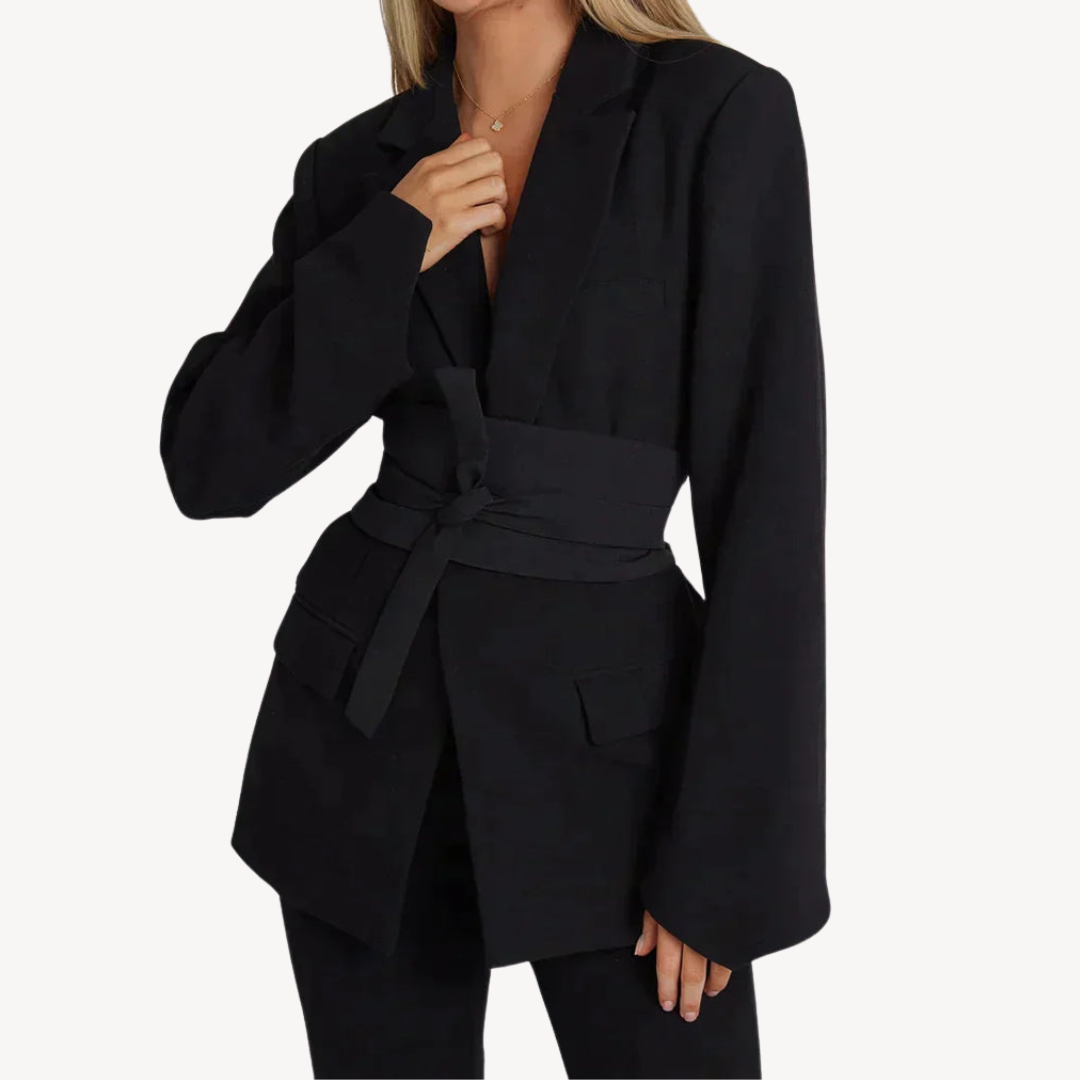 Women's Belted Blazer – Elegant Suit Jacket