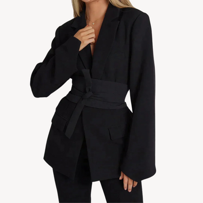 Women's Belted Blazer – Elegant Suit Jacket