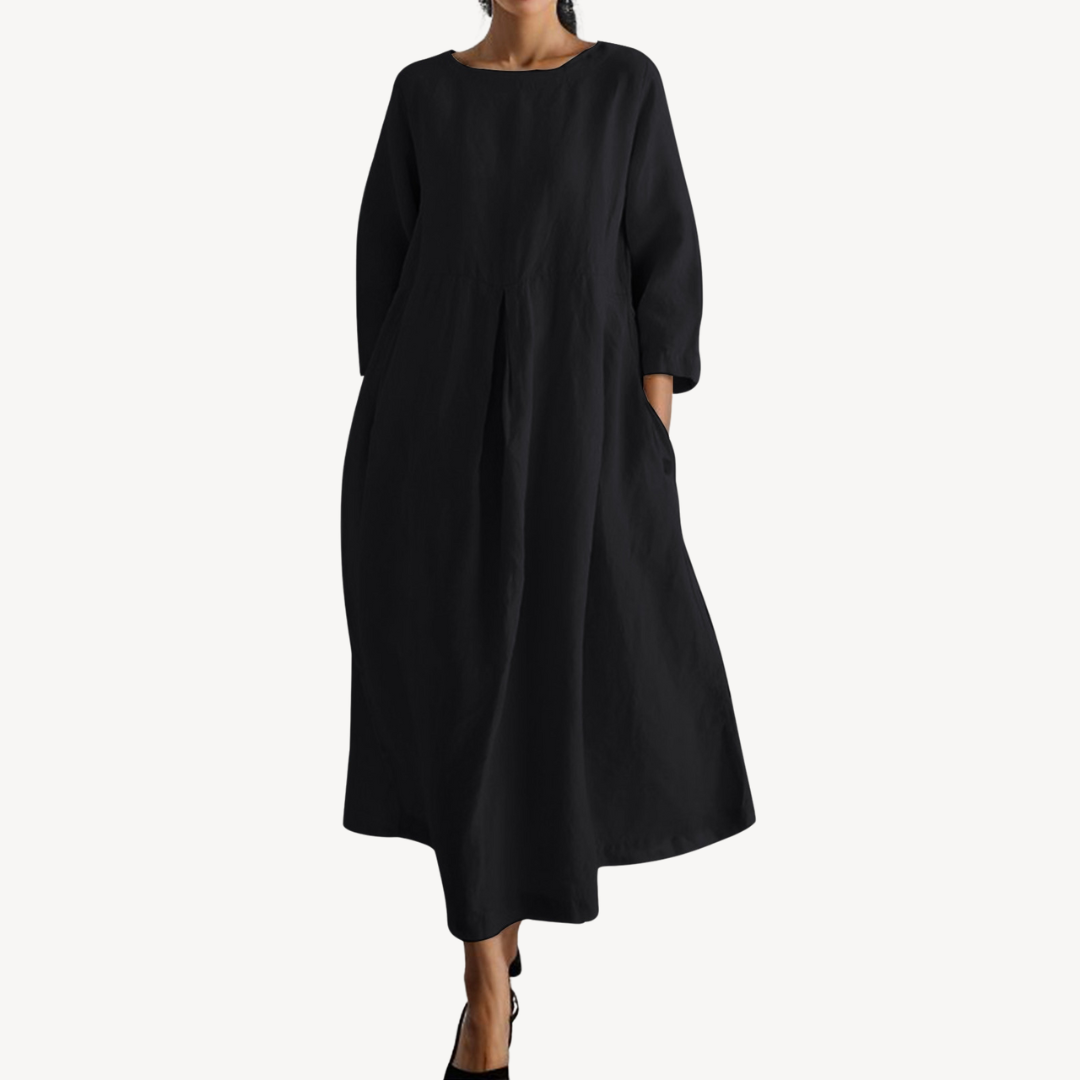 Casual Loose Linen Maxi Dress with Pockets