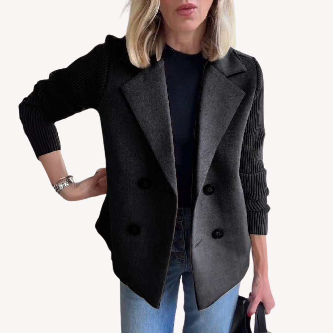 Women's Wool Blend Double-Breasted Knit Blazer