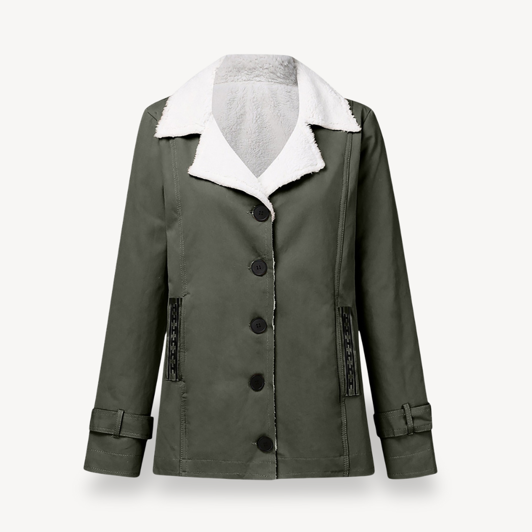 Women’s Fleece-Lined Coat with Buttons