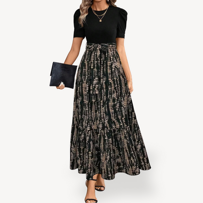 Women’s Casual Maxi Dress Short Sleeve Belted