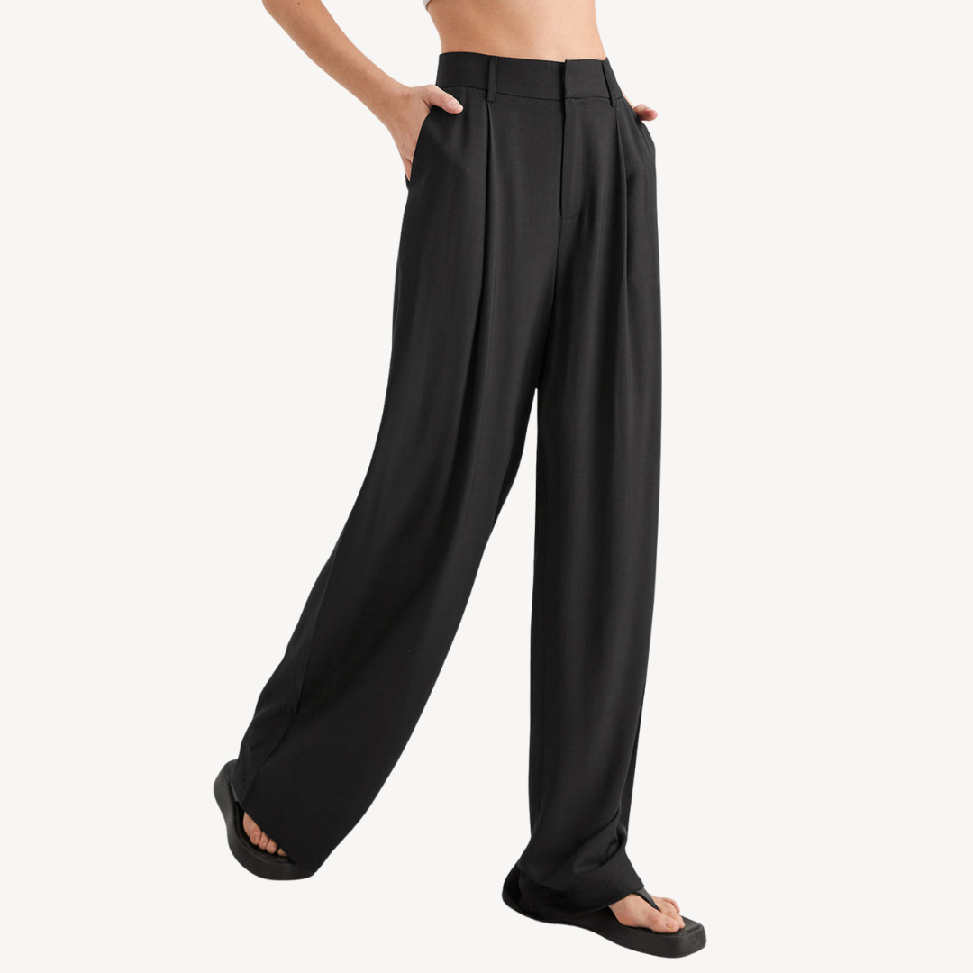Women's Polyester Pleated Wide Leg Pants