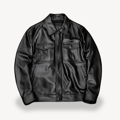 Men's Leather Jacket with Pockets