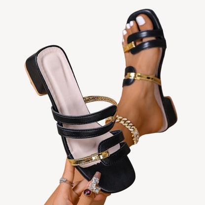 Leather Gold Orthopedic Women's Sandals