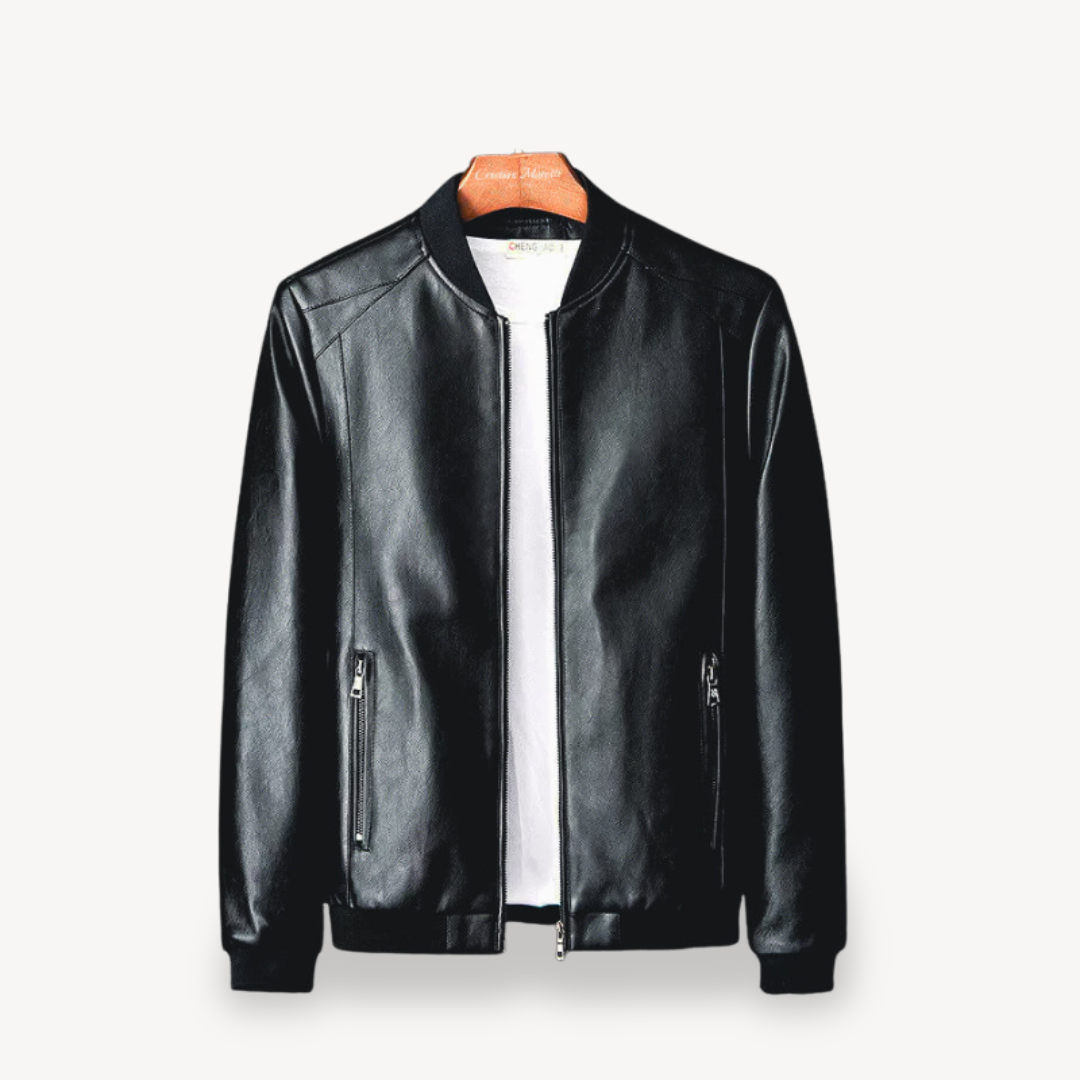 Men’s Faux Leather Bomber Jacket