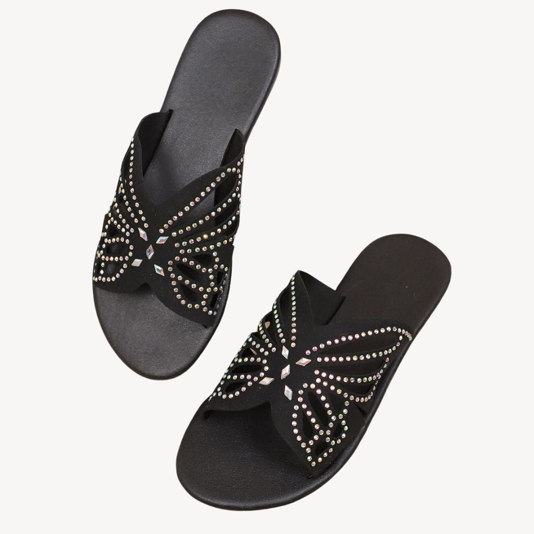 Women's Orthopedic Rhinestone Butterfly Flat Sandals