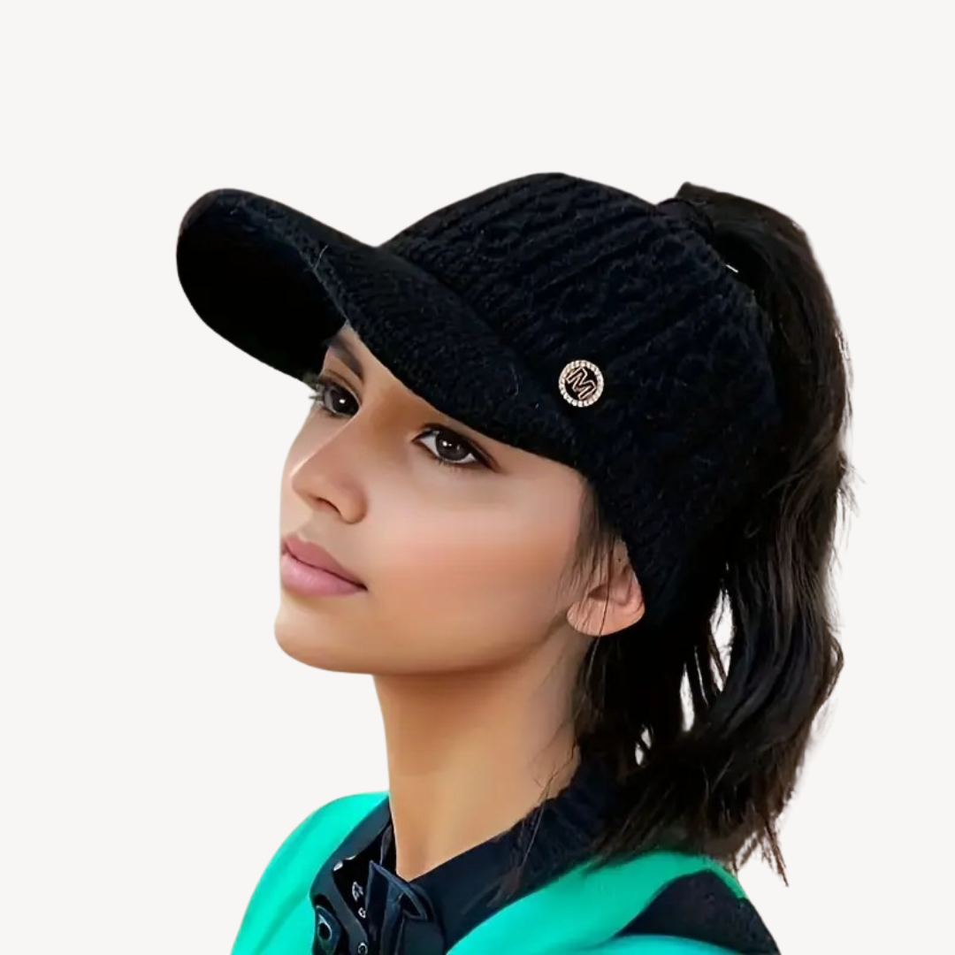 Knit Visor Cap with Ponytail Hole