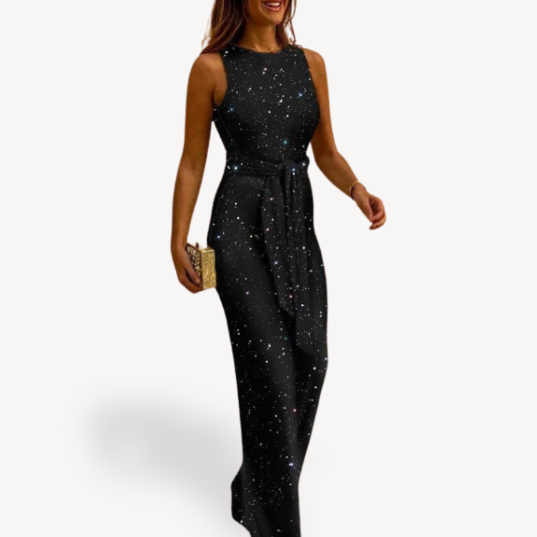 Women's Sequin Evening Gown – Sleeveless Maxi Dress