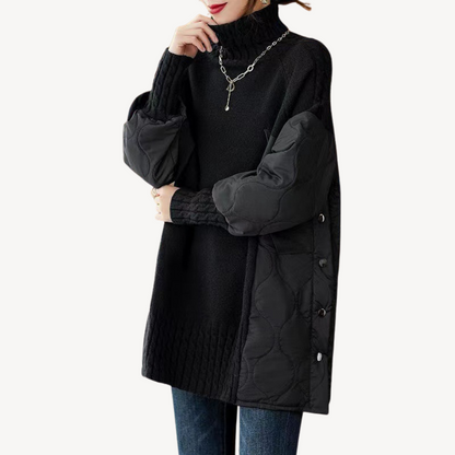 Women’s Knitted Quilted Turtleneck Pullover