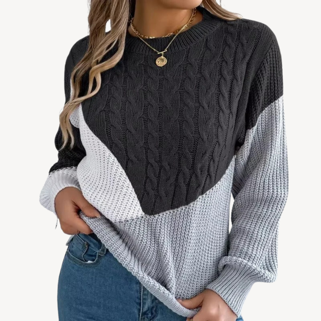 Color Block Knit Sweater for Women