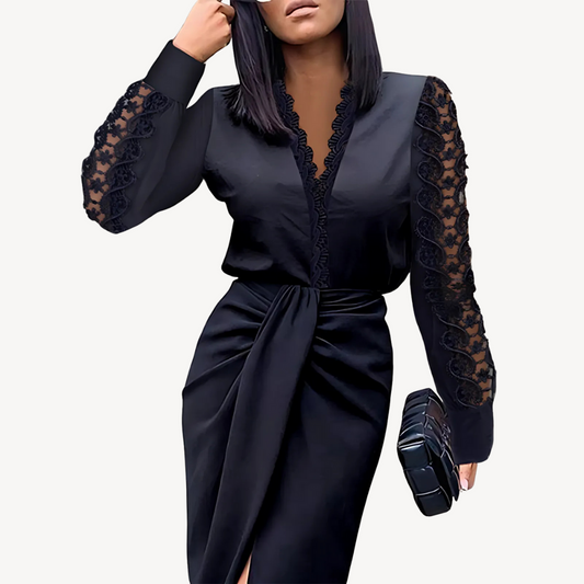 Women's Lace Sleeve Wrap Dress