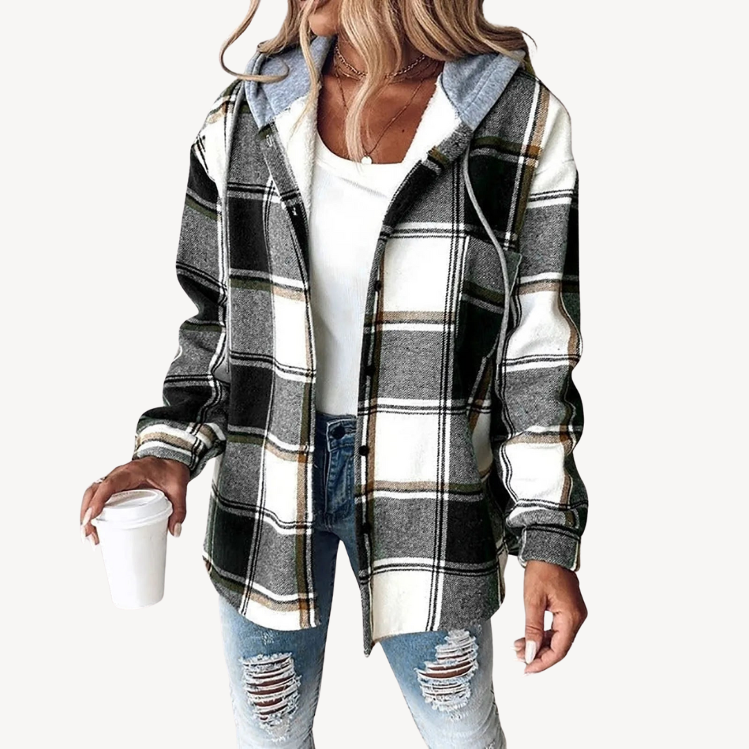 Plaid Hooded Shirt Jacket