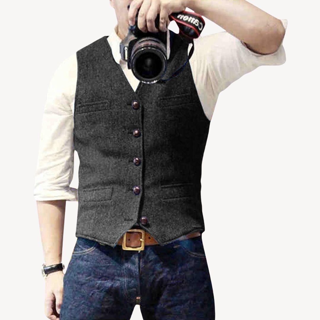 Men's Buttoned Wool Vest