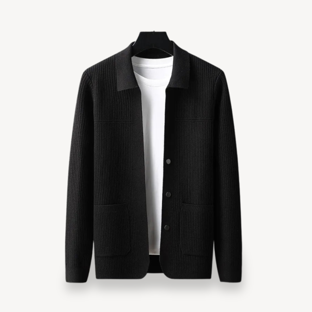 Ribbed Knit Cardigan for Men