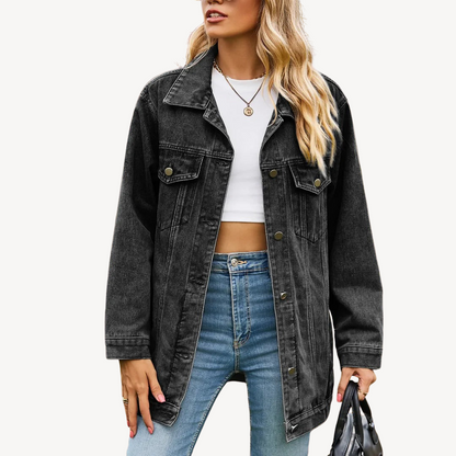 Denim Button-Up Jacket for Women