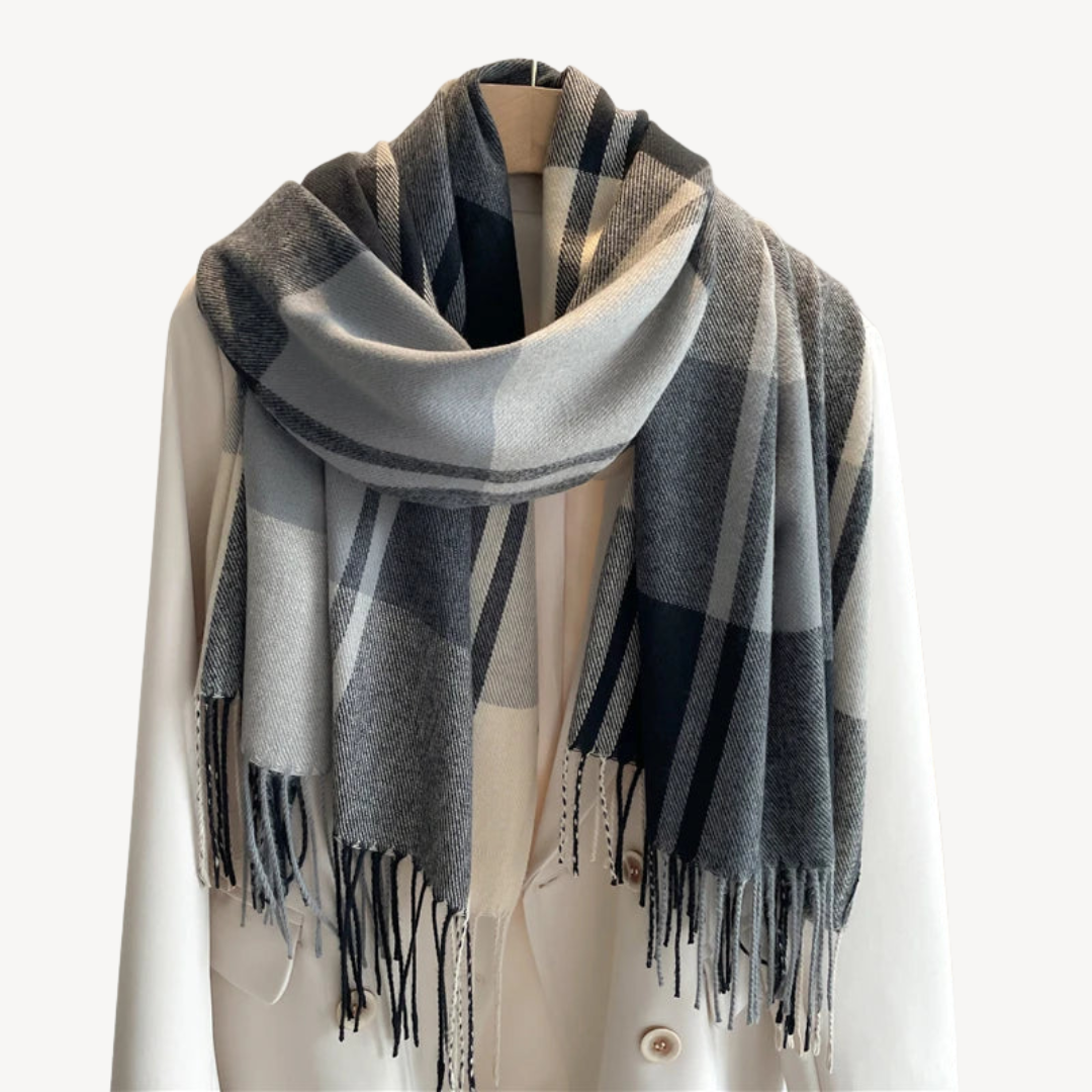 Plaid Wool Scarf for Women