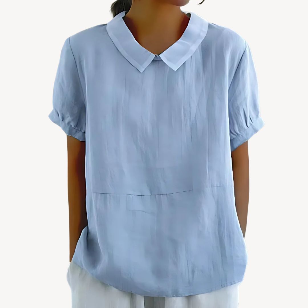 Women's Collared Linen Blend Blouse