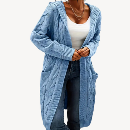 Cable Knit Hooded Cardigan