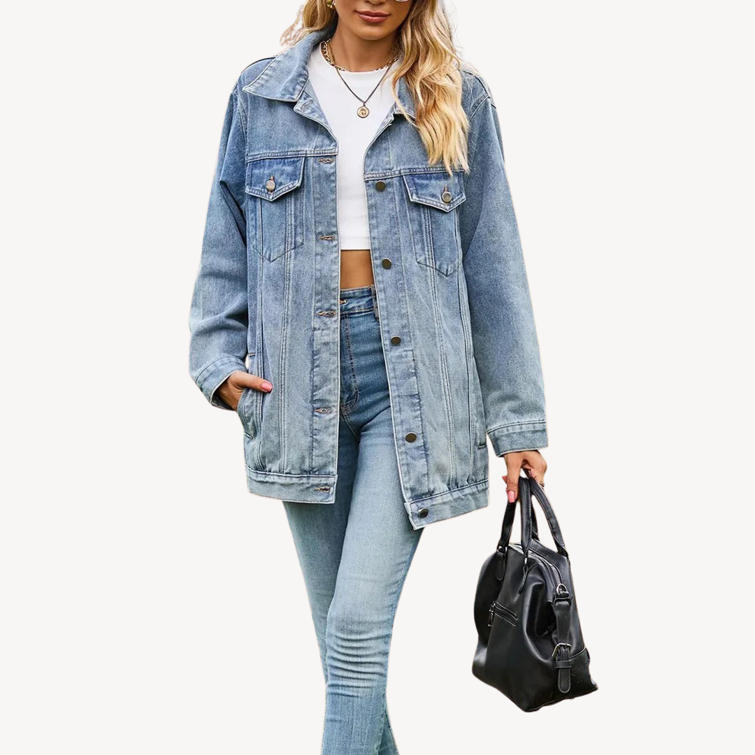 Denim Button-Up Jacket for Women