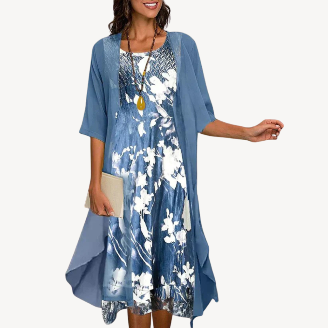 Women's Floral Chiffon Dress Set