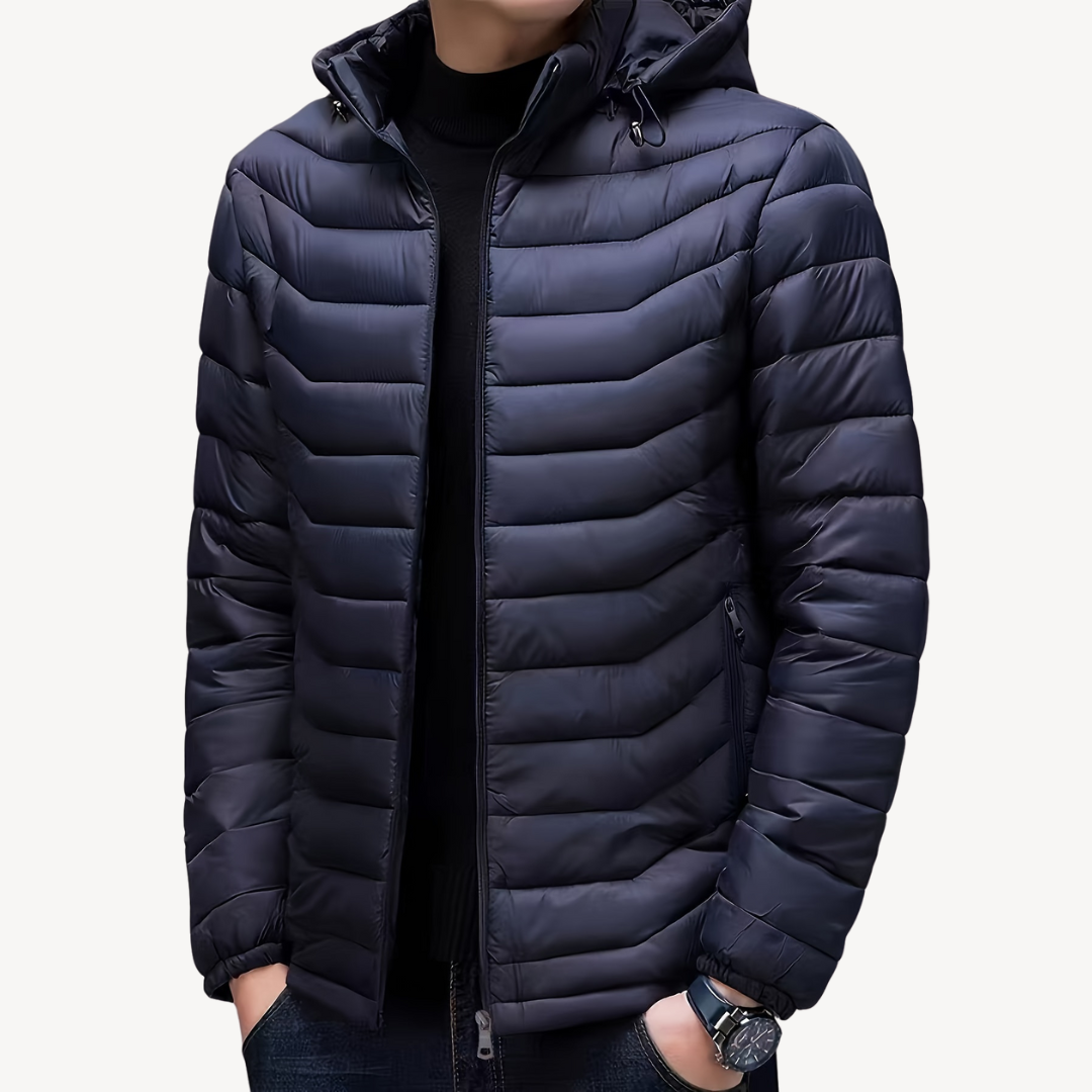 Men's Quilted Puffer Jacket with Hood