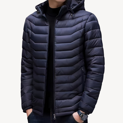 Men's Quilted Puffer Jacket with Hood