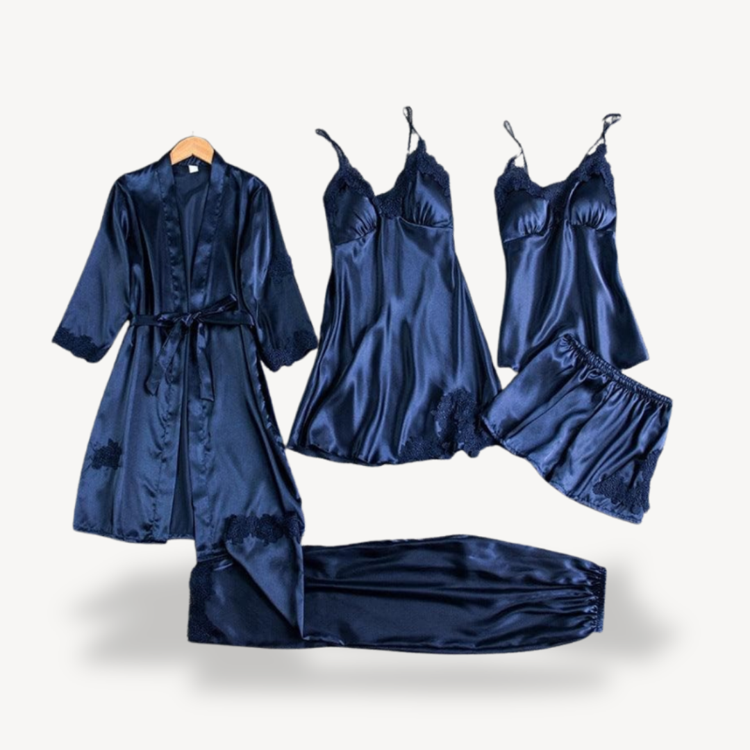Lace Satin Lingerie Set with Robe