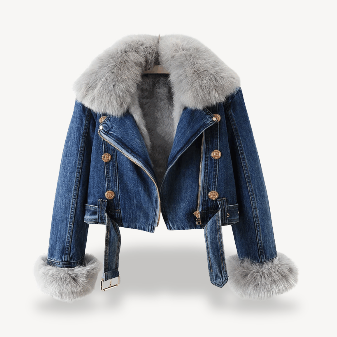 Faux Fur Lined Denim Jacket for Women