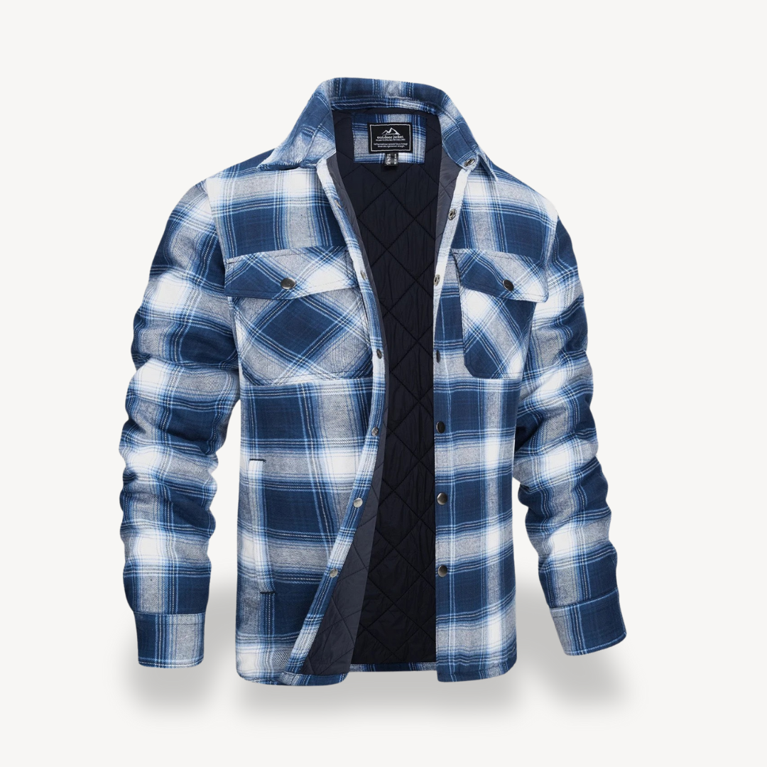 Plaid Fleece Lined Jacket for Men