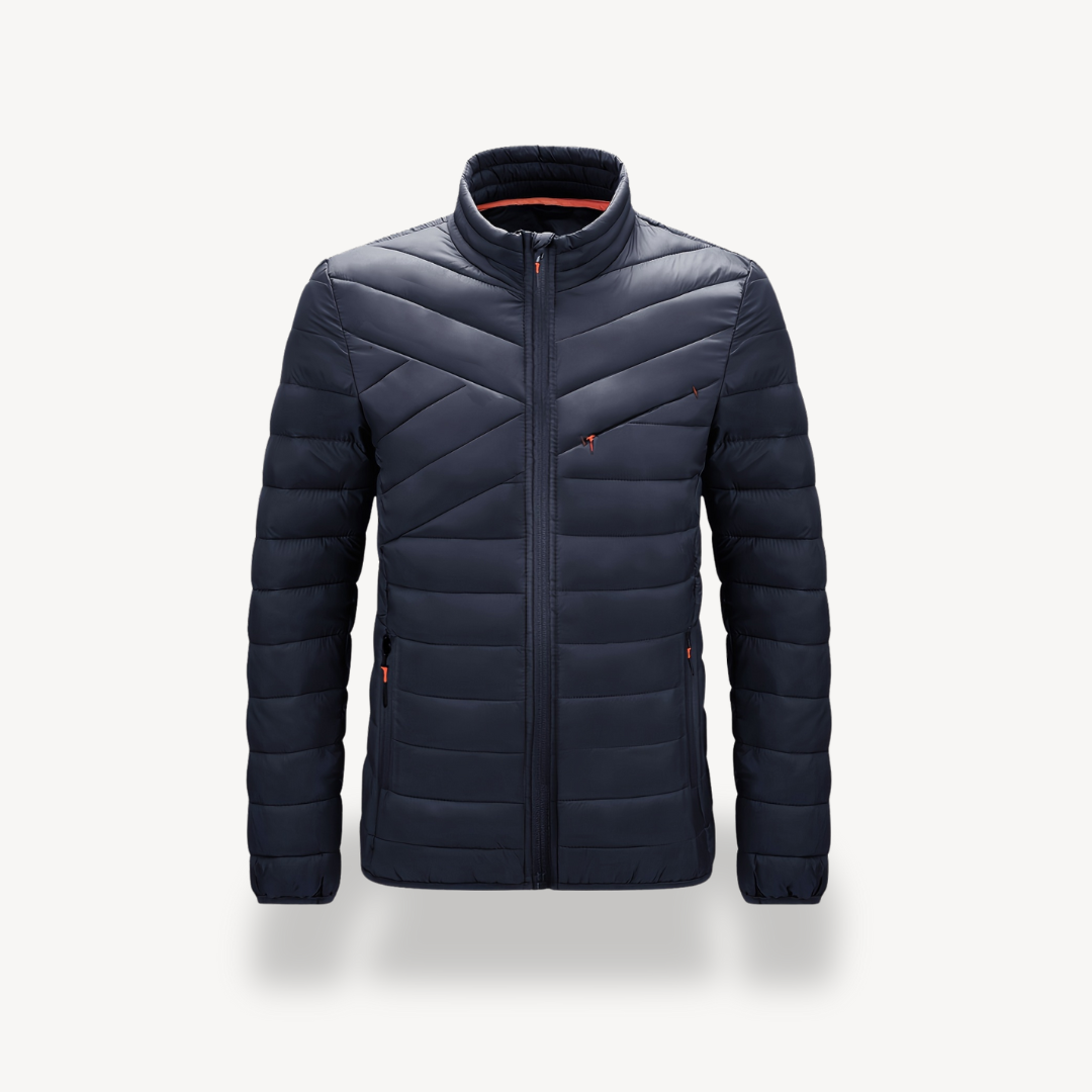 Men's Puffer Jacket with Stand Collar