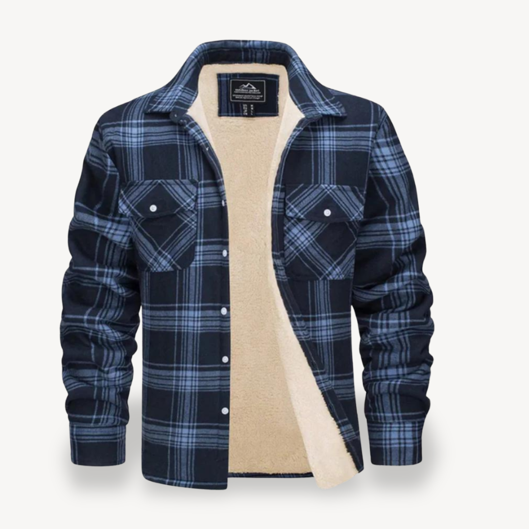 Men's Plaid Flannel Shirt with Sherpa Fleece Lining