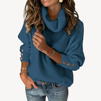 Women’s Cowl Neck Button Detail Sweater